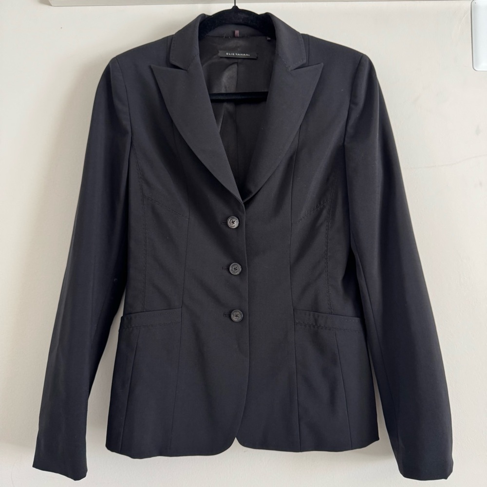 Elie Tahari Black Wool-Blend Blazer
